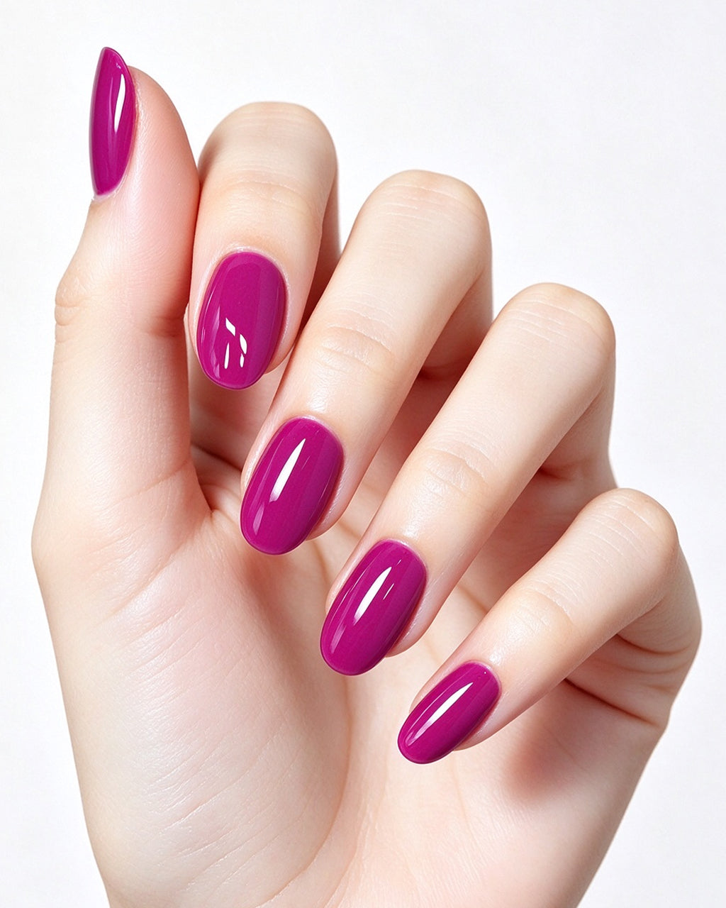 24 Solid Colors — press-on nails worn on hand, close view