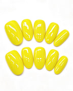 24 Solid Colors — yellow press-on nail set, full set view