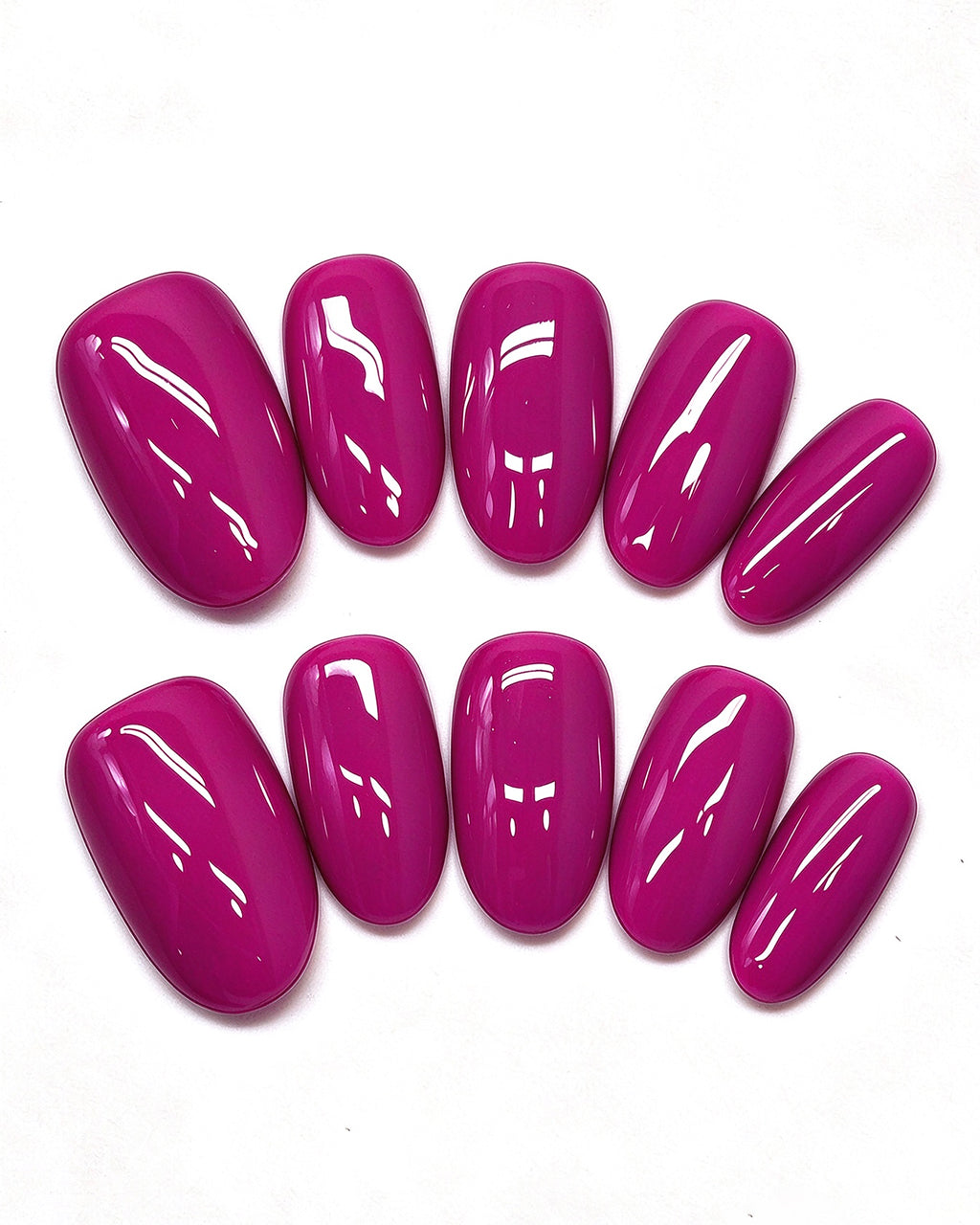 24 Solid Colors — magenta press-on nail set, product detail view