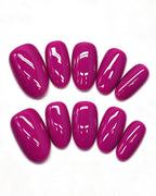 24 Solid Colors — magenta press-on nail set, product detail view