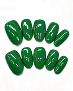24 Solid Colors — green press-on nail set, full set, styled arrangement