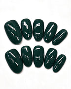 24 Solid Colors — black press-on nail set, full set, styled arrangement