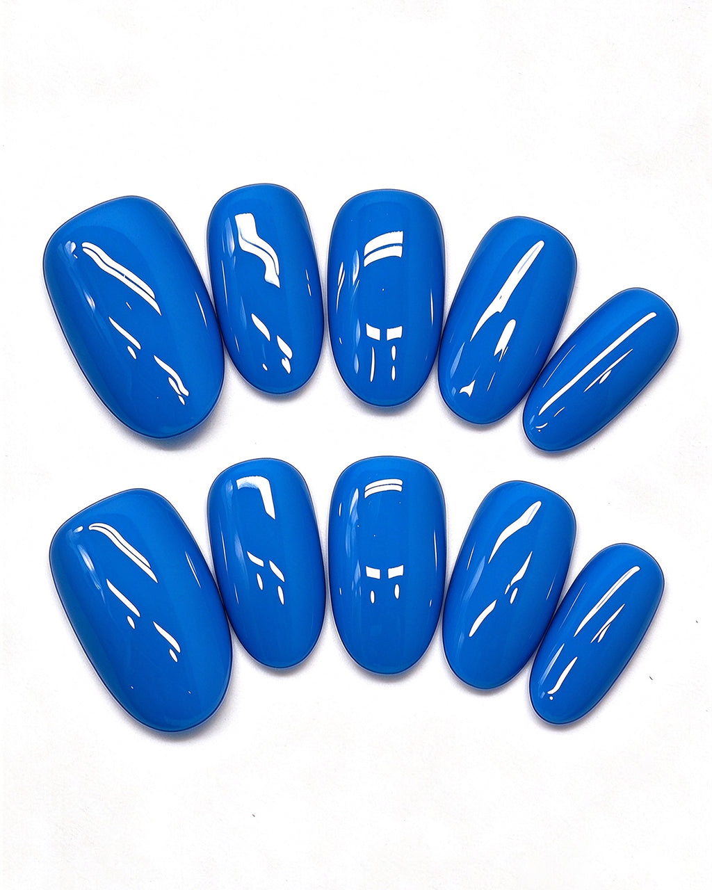 24 Solid Colors — blue press-on nail set, full set, styled arrangement
