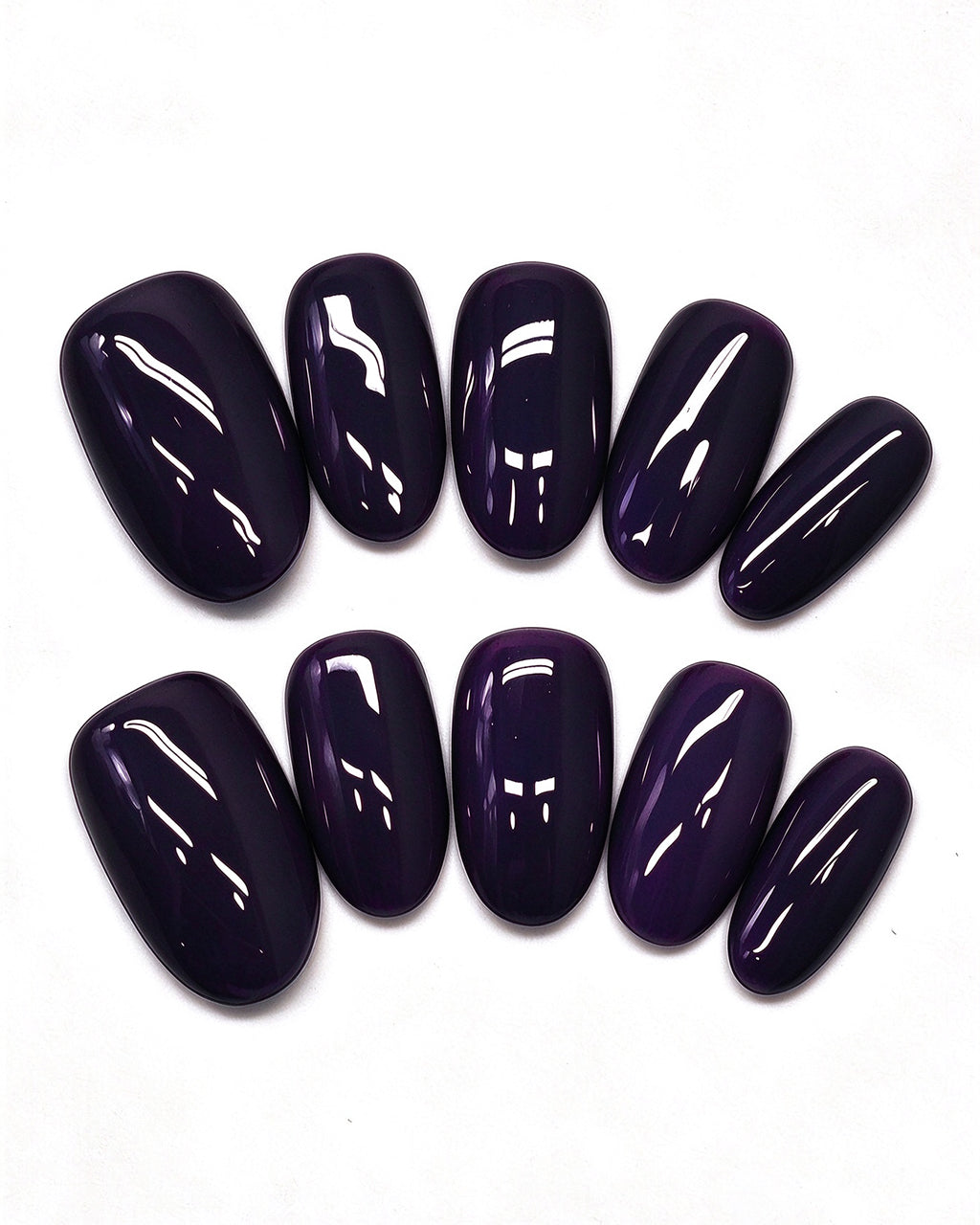 24 Solid Colors — black press-on nail set, product detail view