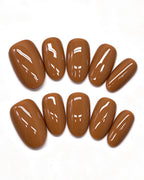 24 Solid Colors — gold press-on nail set, full set view