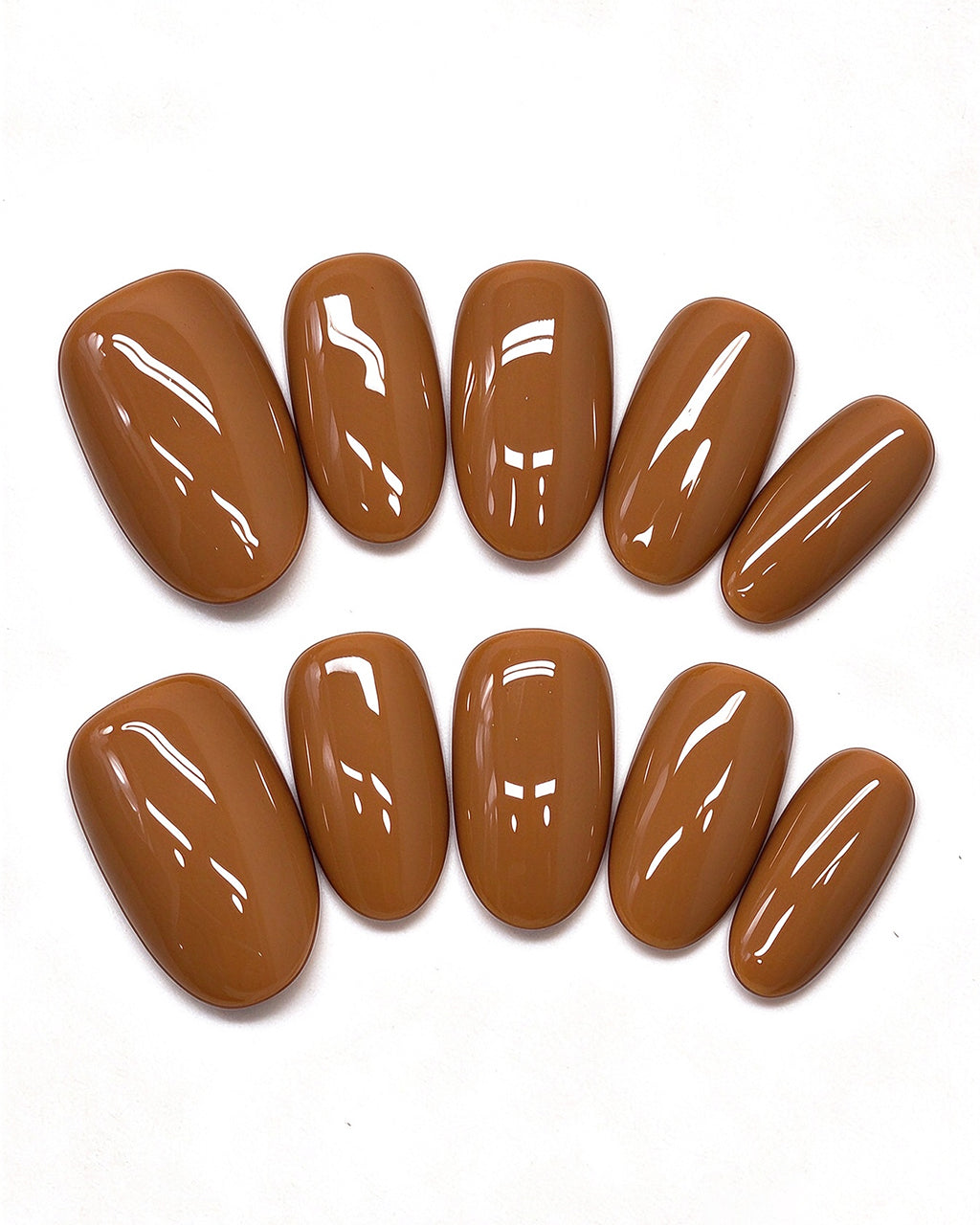 24 Solid Colors — gold press-on nail set, full set view