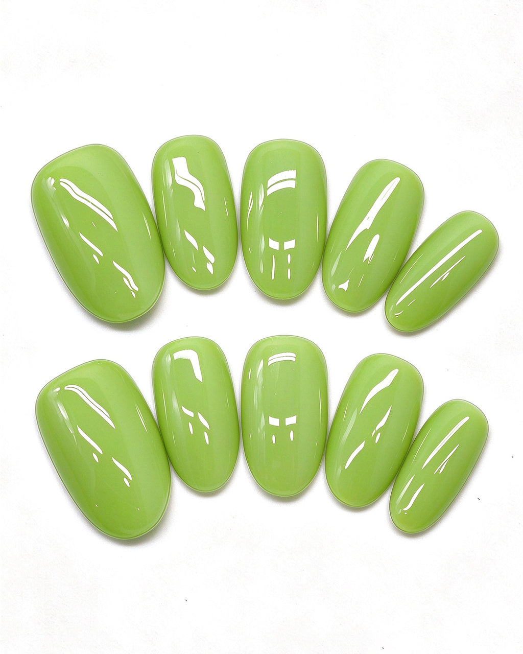 24 Solid Colors — green press-on nail set, full set, styled arrangement