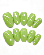 24 Solid Colors — green press-on nail set, full set, styled arrangement