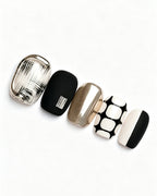 Black and White Tweed — press-on nail set, product detail view