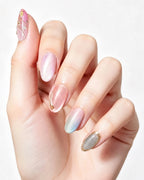 Rhythmic Light — press-on nails worn on hand, close view