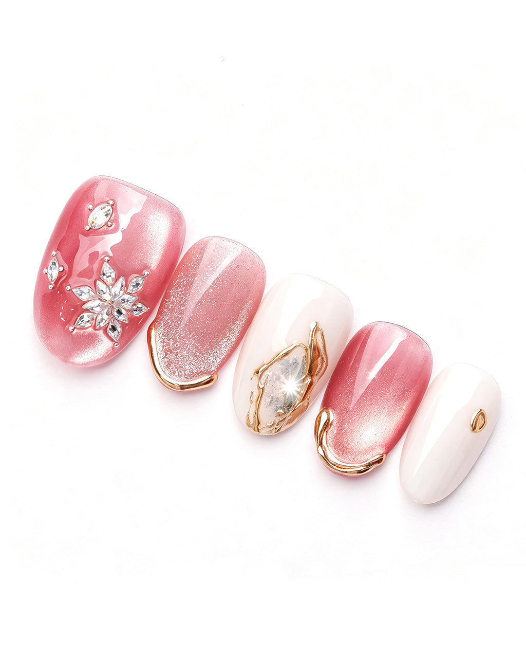 Strawberry Sweetheart — pink press-on nail set, product detail view