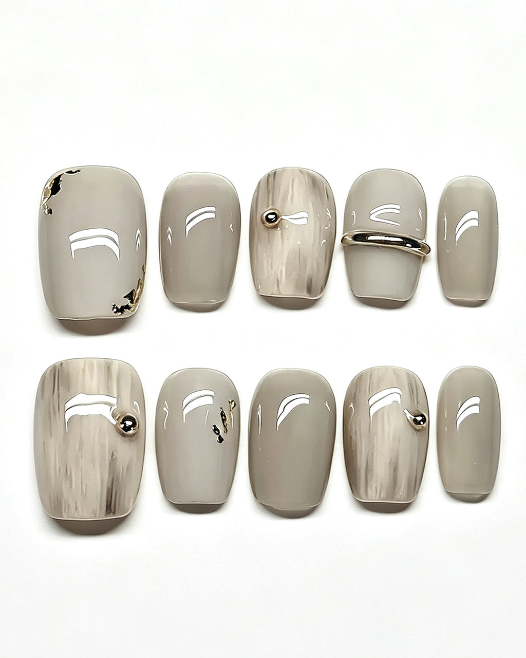 Minimalist Gray — press-on nail set, product detail view