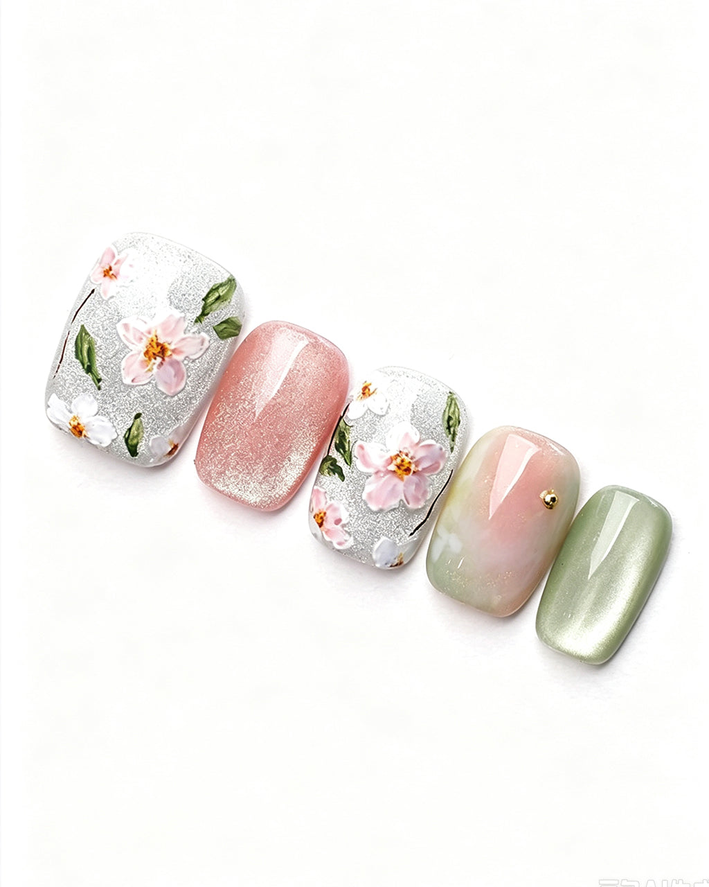Jasmine Peach — press-on nail set, product detail view