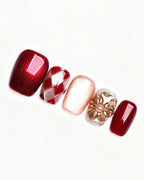 Moonlit Rose — red press-on nail set, product detail view