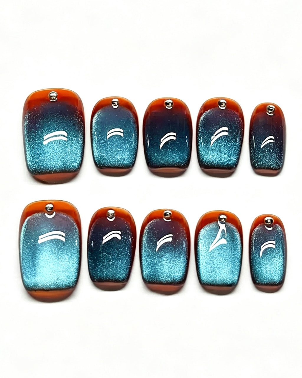 Deep Ocean — teal press-on nail set, product detail view