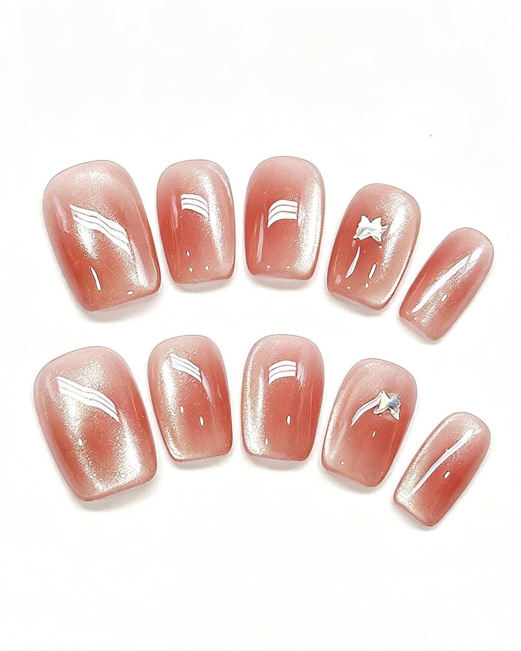 Amber Rosewood Jelly — pink press-on nail set, product detail view
