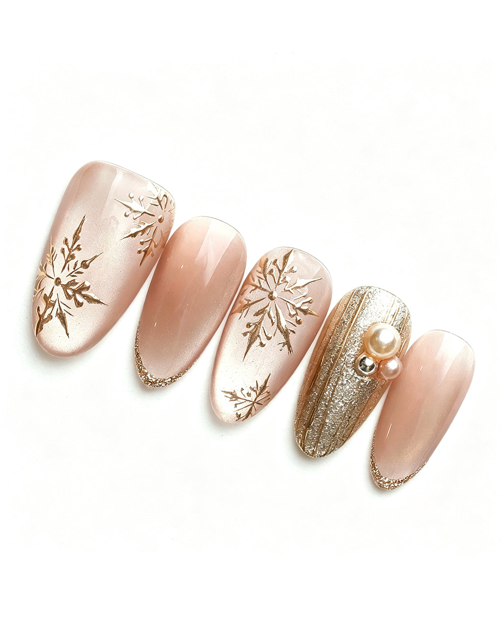Champagne Gold Cat Eye — gold press-on nail set, full set view