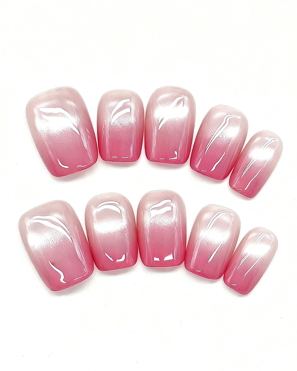 Blush Pink Ombre French — pink press-on nail set, product detail view