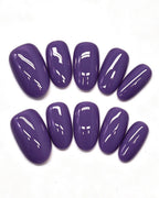 24 Solid Colors — purple press-on nail set, full set view