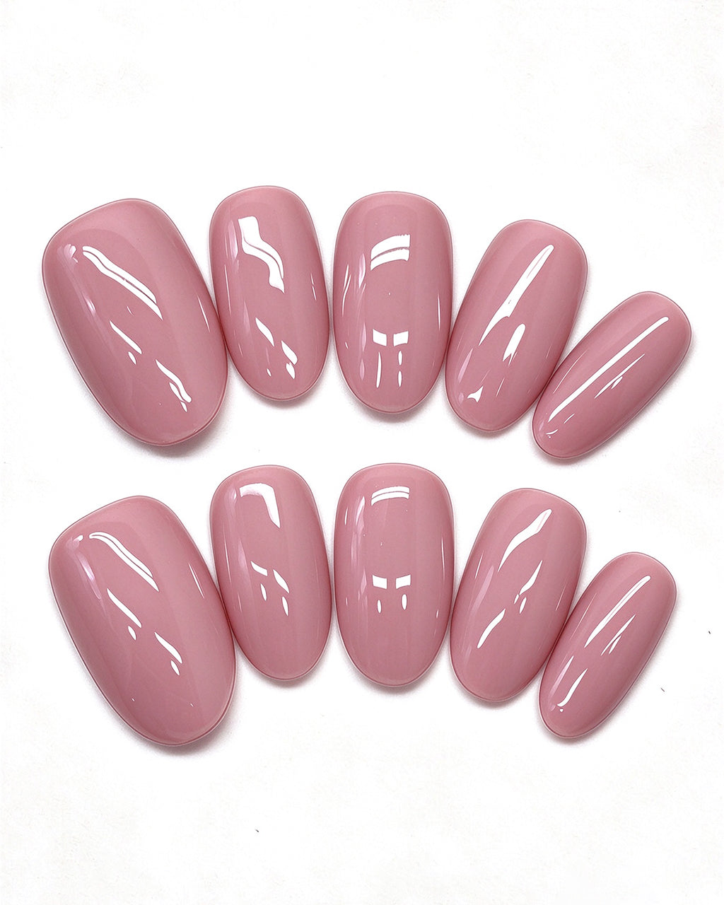 24 Solid Colors — pink press-on nail set, full set, styled arrangement