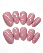 24 Solid Colors — pink press-on nail set, full set, styled arrangement