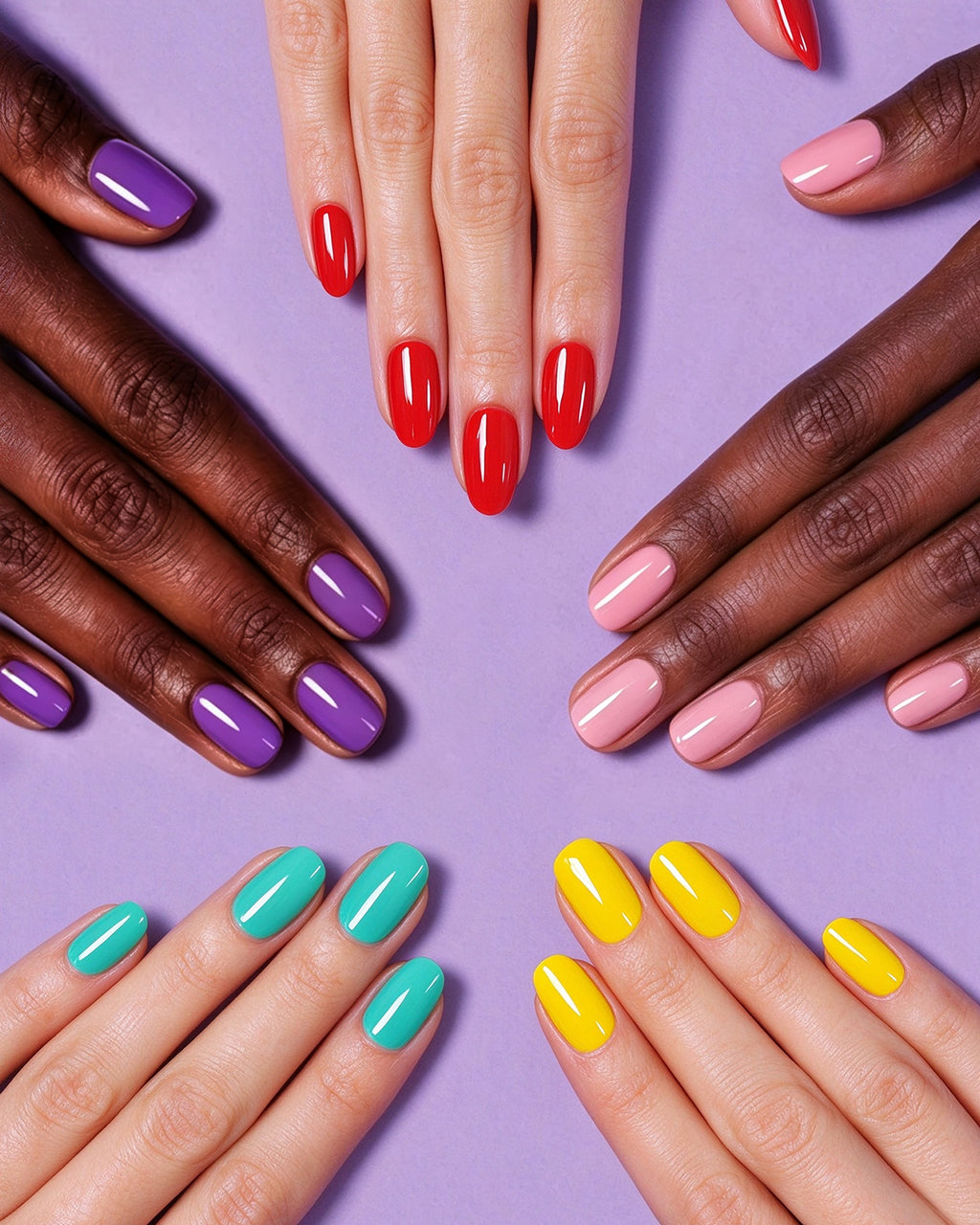 24 Solid Colors — press-on nails worn on hand