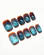 Deep Ocean — teal press-on nail set, full set view