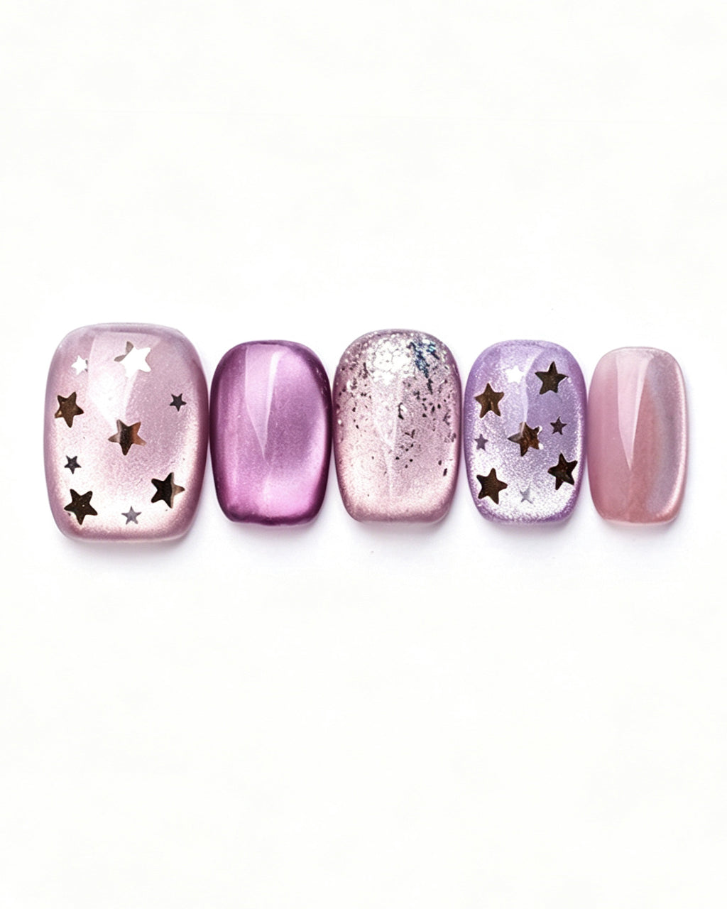 Dusty Rose Cat Eye — press-on nail set, full set view
