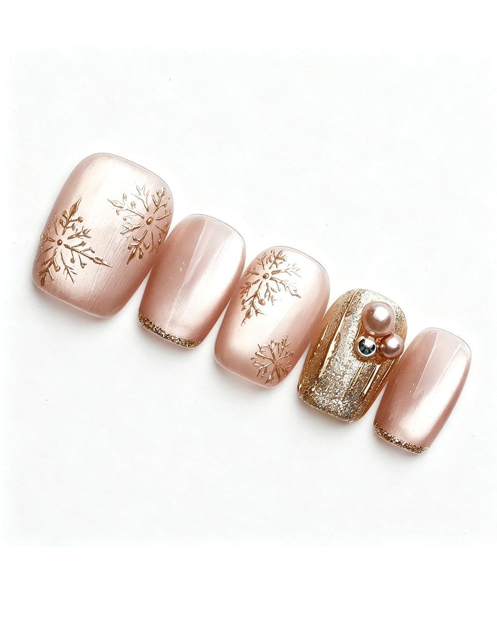 Champagne Gold Cat Eye — gold press-on nail set, product detail view