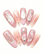 Pink Nebula — pink press-on nail set, product detail view