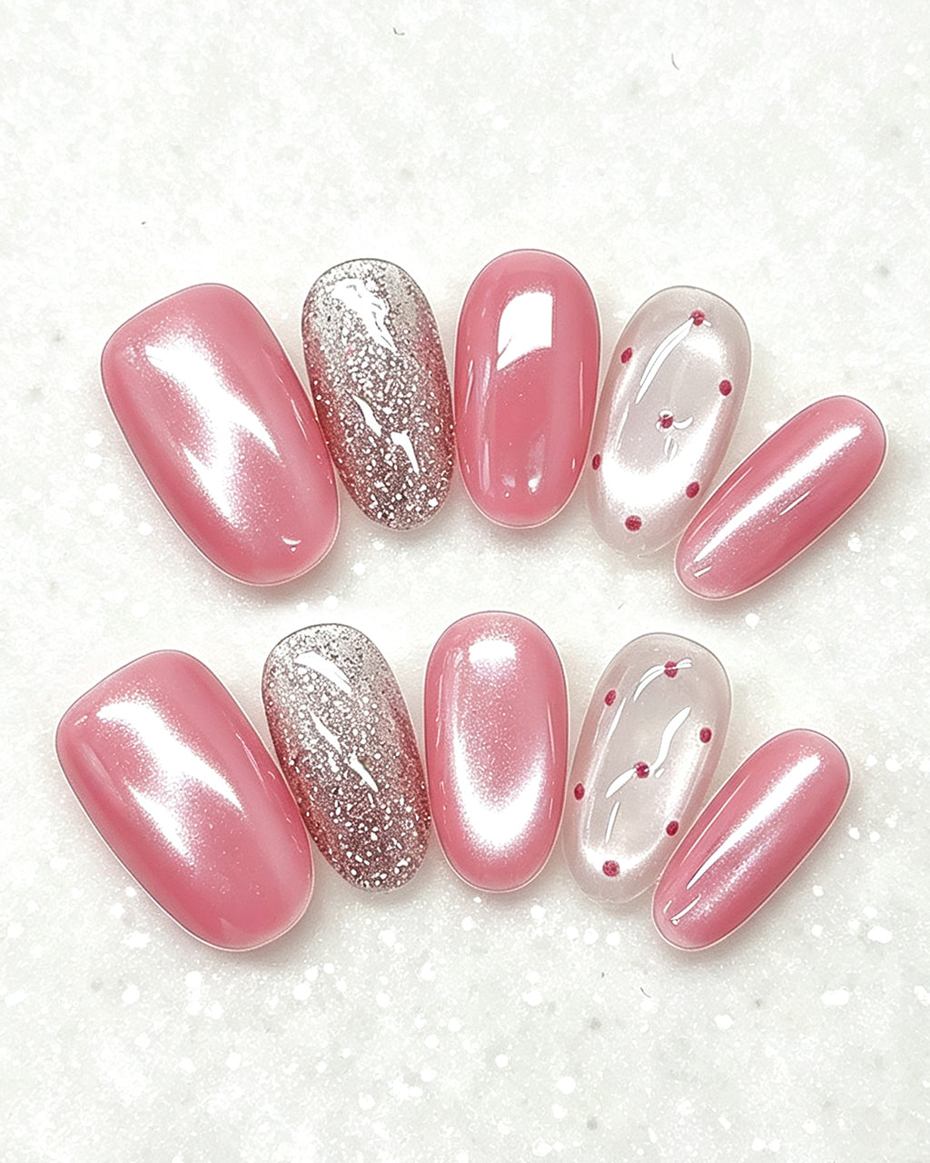 Cherry Pink Jelly — pink press-on nail set, product detail view