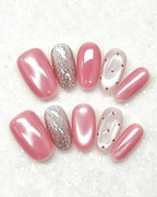 Cherry Pink Jelly — pink press-on nail set, product detail view