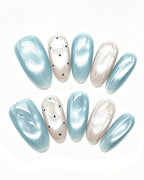 Seafoam Mint Cat-Eye — press-on nail set, product detail view