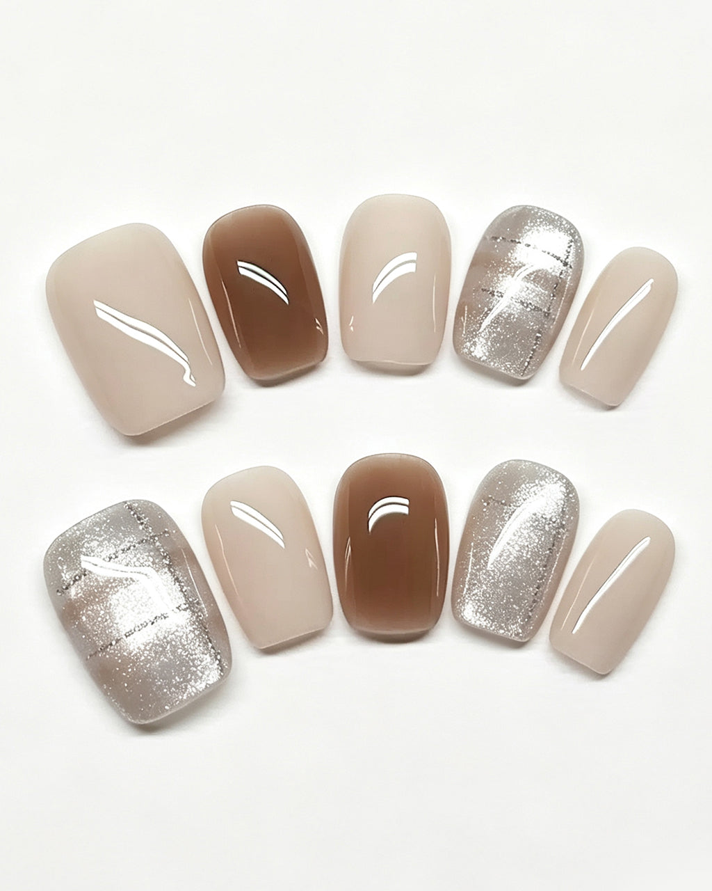 Caramel Latte — press-on nail set, product detail view