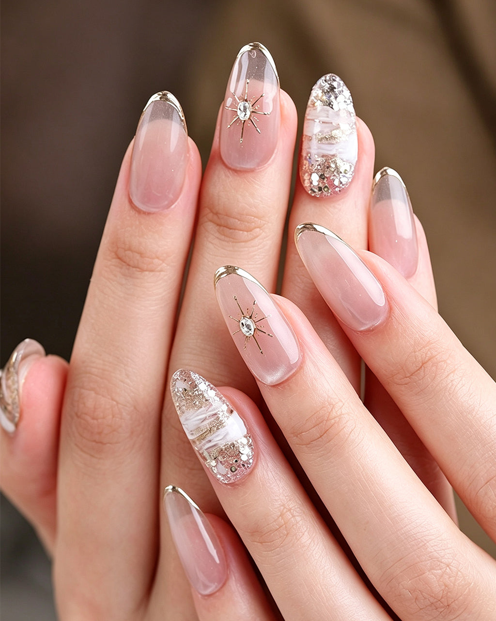 Star Trail — press-on nails worn on hand