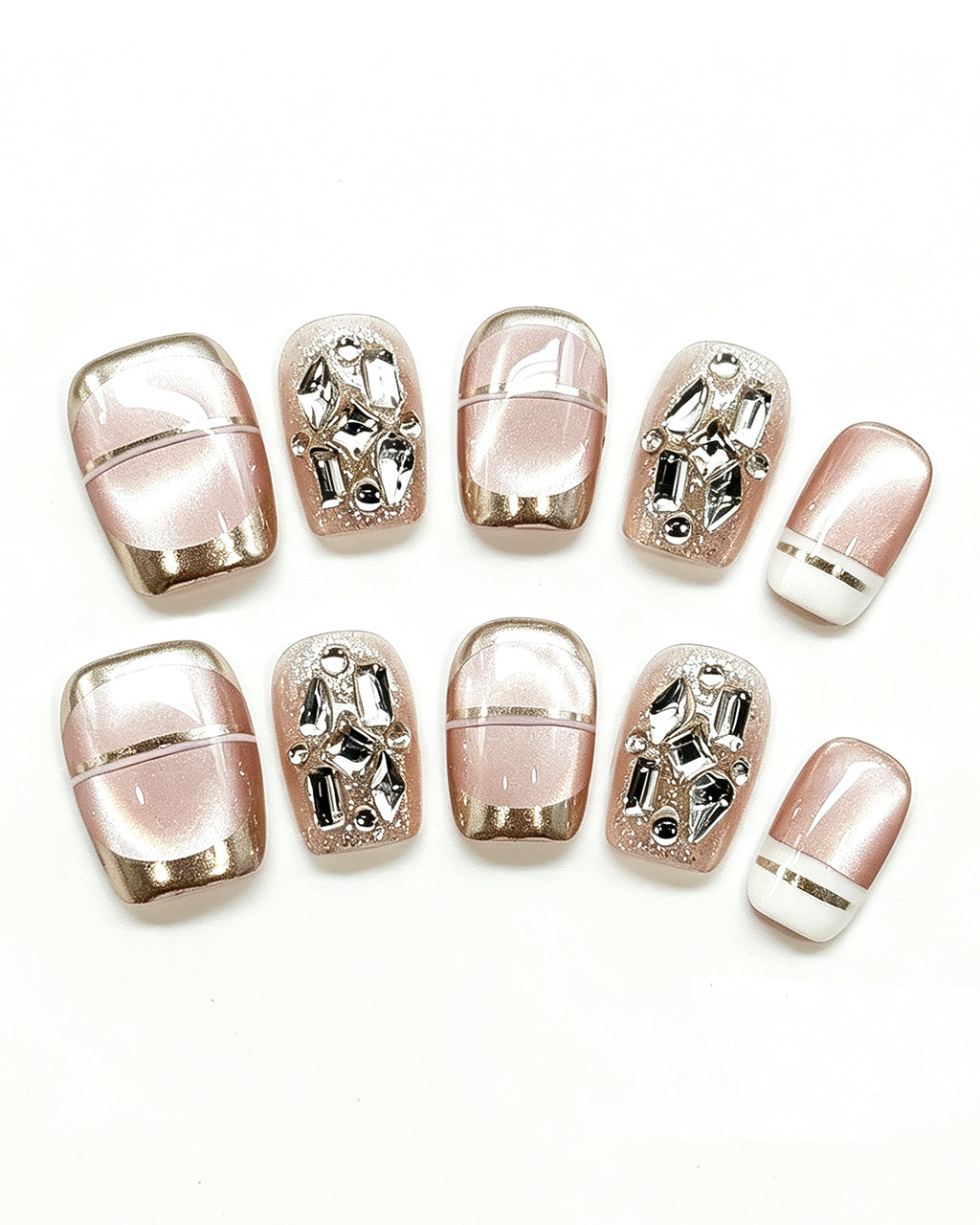 Champagne Glazed Pearl — press-on nail set, product detail view