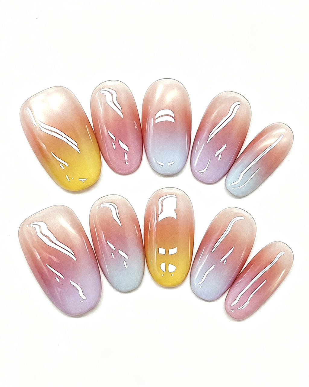 Sunset Mirage — pink press-on nail set, product detail view
