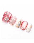 Strawberry Sweetheart — pink press-on nail set, full set view