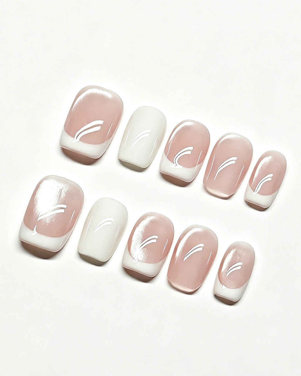 Cloud White — press-on nail set, full set view