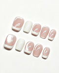 Cloud White — press-on nail set, full set view