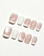 Cloud White — press-on nail set, full set view