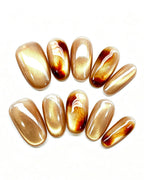 Golden Amber — gold press-on nail set, product detail view
