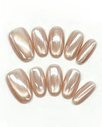 Champagne Glazed Pearl — gold press-on nail set, product detail view