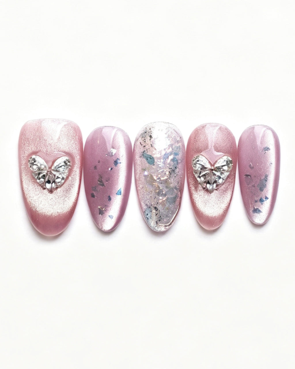Lavender Lilac Cat Eye — press-on nail set, full set, styled arrangement