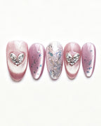 Lavender Lilac Cat Eye — press-on nail set, full set, styled arrangement