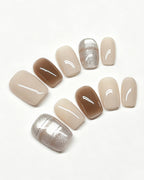 Caramel Latte — press-on nail set, full set view