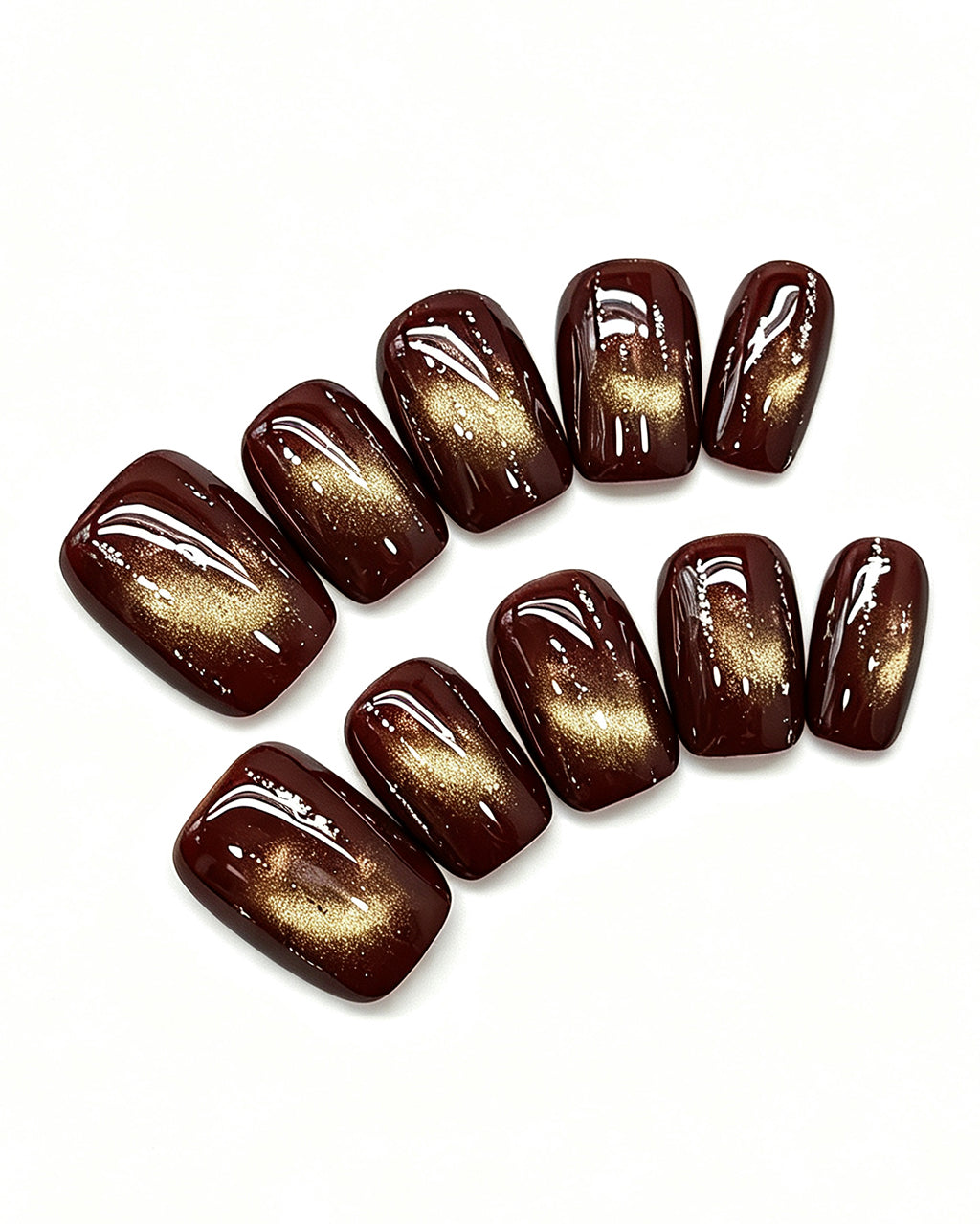 Black Cherry Cat-Eye — press-on nail set, full set view