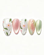 Jasmine Peach — press-on nail set, full set, styled arrangement