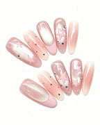Pink Nebula — pink press-on nail set, full set view