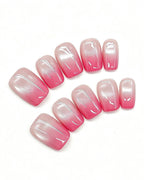 Blush Pink Ombre French — pink press-on nail set, full set view
